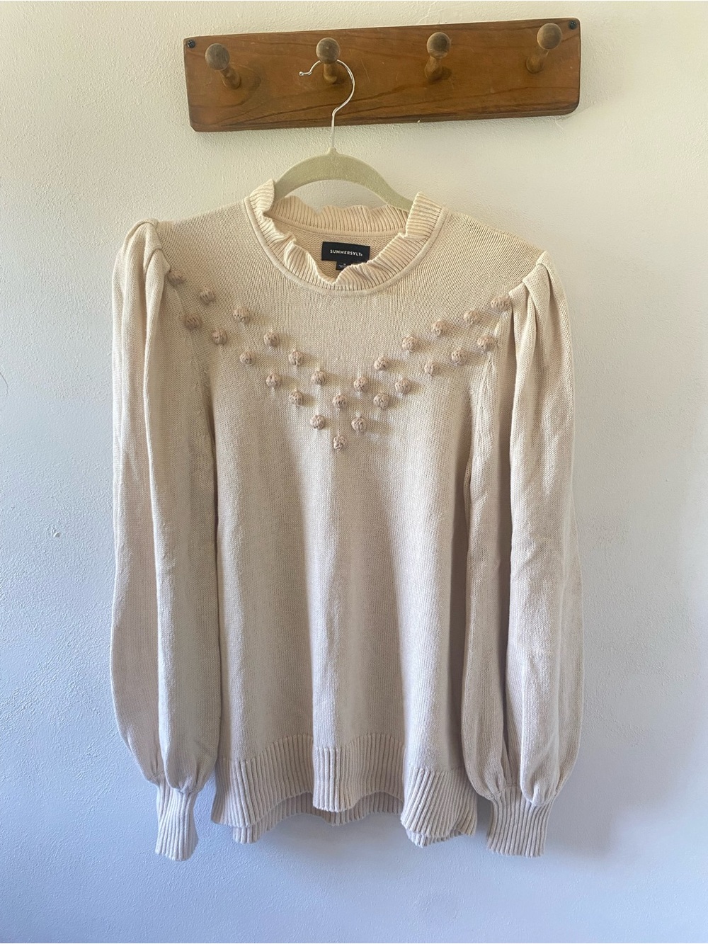 Summersalt “The Year-Round Balloon Sleeve Pompom Sweater” , M